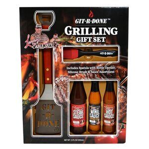 GIT-R-DONE Grilling Gift Set LARRY the Cable Guy - SPATULA, SAUCES, BRUSH - NEW